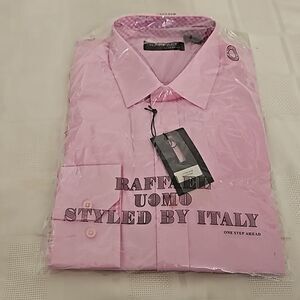 Raffael Uomo Men's Button-Down Long Sleeves Shirt Medium Pink